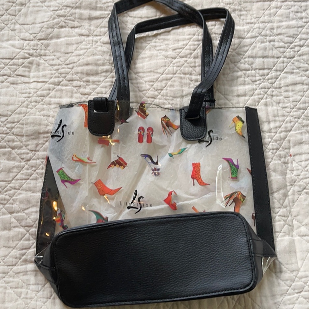 Shoe print clear tote